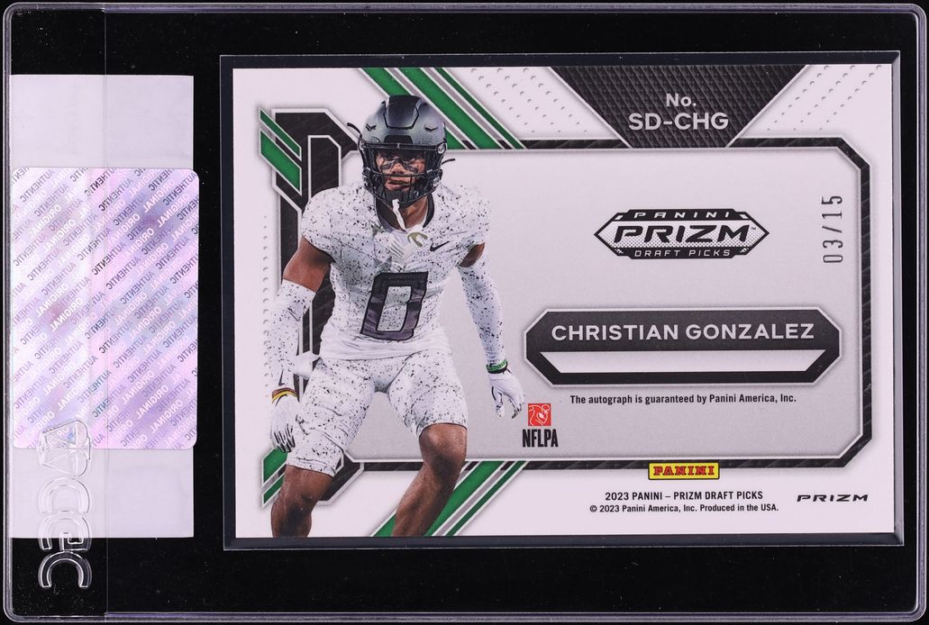 2023 Panini Prizm Draft Picks Neon Pink Pulsar Christian Gonzalez ROOKIE AUTO /15 CGC AUTH - Photo 2