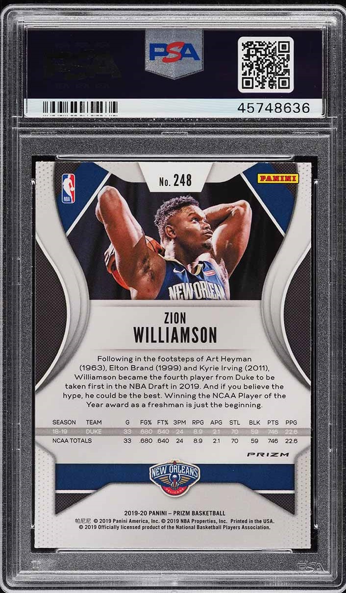 2019 Panini Prizm Red Ice Zion Williamson ROOKIE #248 PSA 10 GEM MINT