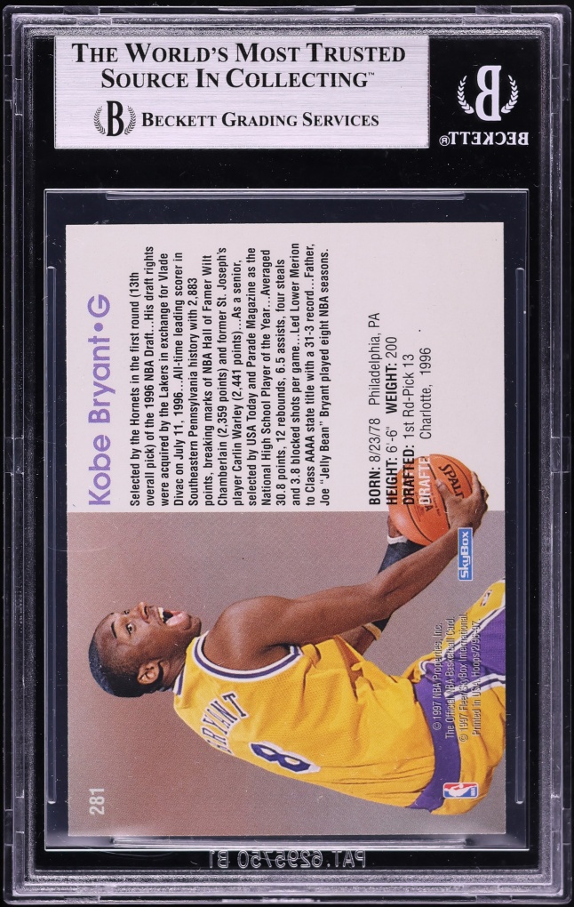 1996 Hoops Kobe Bryant ROOKIE #281 BGS 7.5 NRMT+