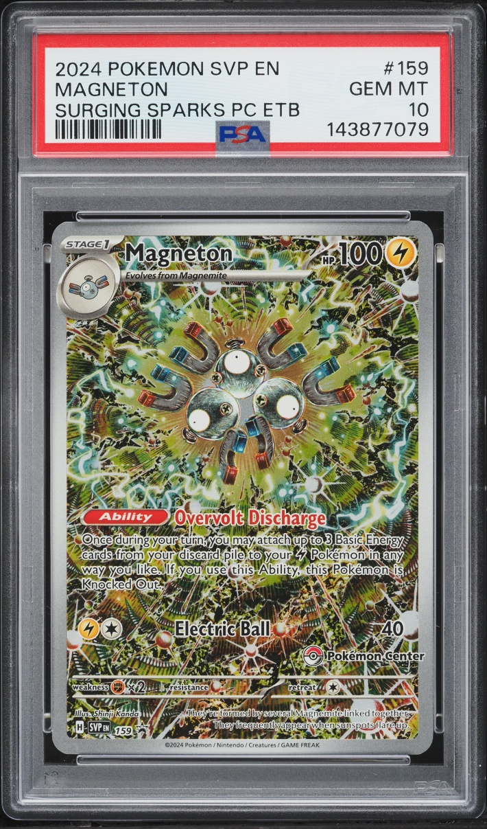 2024 Pokemon SV Promo Surging Sparks Center ETB Full Art Magneton #159 PSA 10 GEM MINT