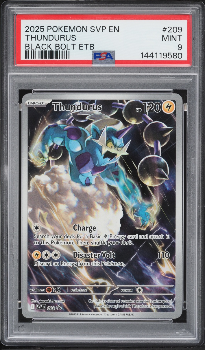 2025 Pokemon Scarlet & Violet Promo Black Bolt ETB Full Art Thundurus #209 PSA 9 MINT