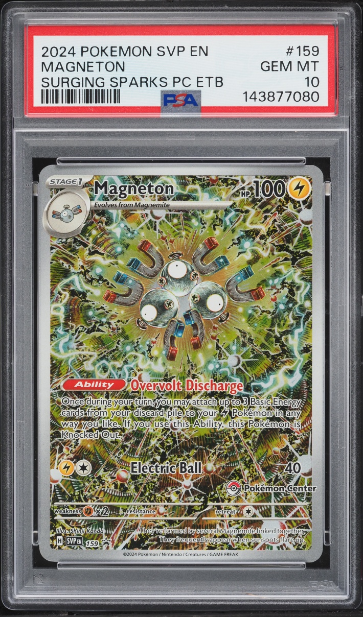 2024 Pokemon Scarlet & Violet Promo Surging Sparks Center ETB Alt Art Magneton #159 PSA 10 GEM