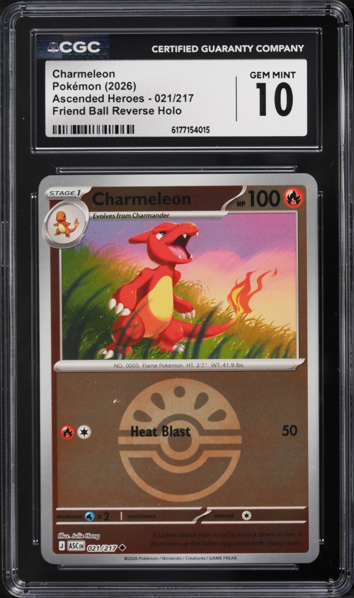2026 Pokemon Mega Evolution Ascended Heroes Friend Ball Reverse Holo Charmeleon #021 CGC 10 GEM