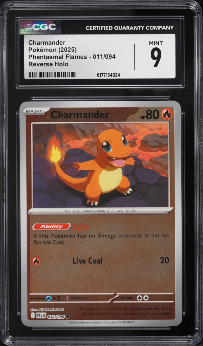 2025 Pokemon Mega Evolution Phantasmal Flames Reverse Holo Charmander #11 CGC 9 MINT
