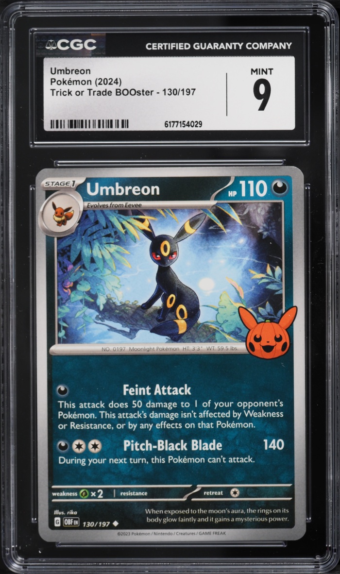 2024 Pokemon Scarlet & Violet Obsidian Flames Trick Or Trade Umbreon #130 CGC 9 MINT