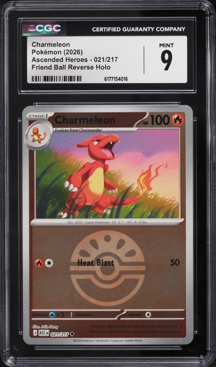 2026 Pokemon Mega Evolution Ascended Heroes Friend Ball Reverse Holo Charmeleon #021 CGC 9 MINT