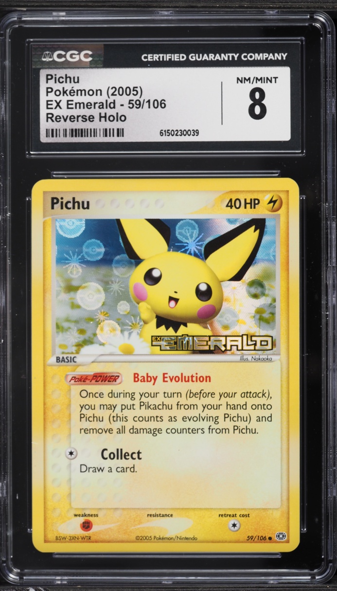 2005 Pokemon EX Emerald Reverse Holo Pichu #59 CGC 8 NM-MT