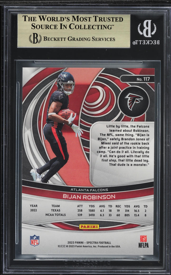 2023 Panini Spectra Bijan Robinson ROOKIE #117 BGS 9.5 GEM MINT