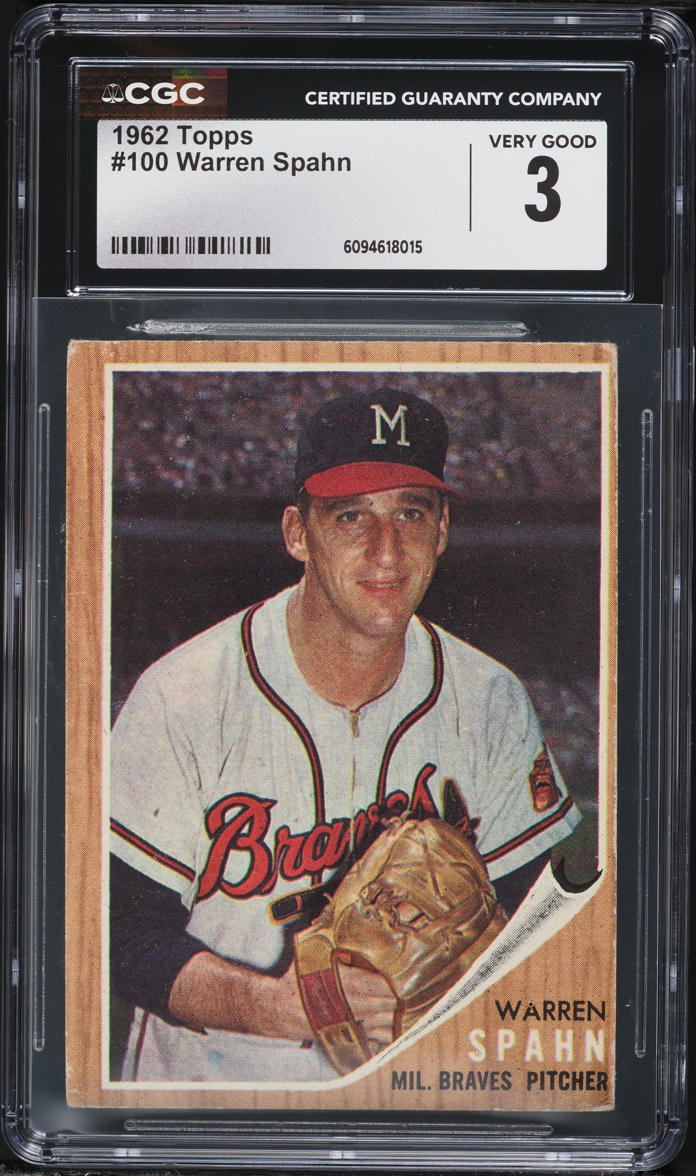 1962 Topps Warren Spahn #100 CGC 3 VG