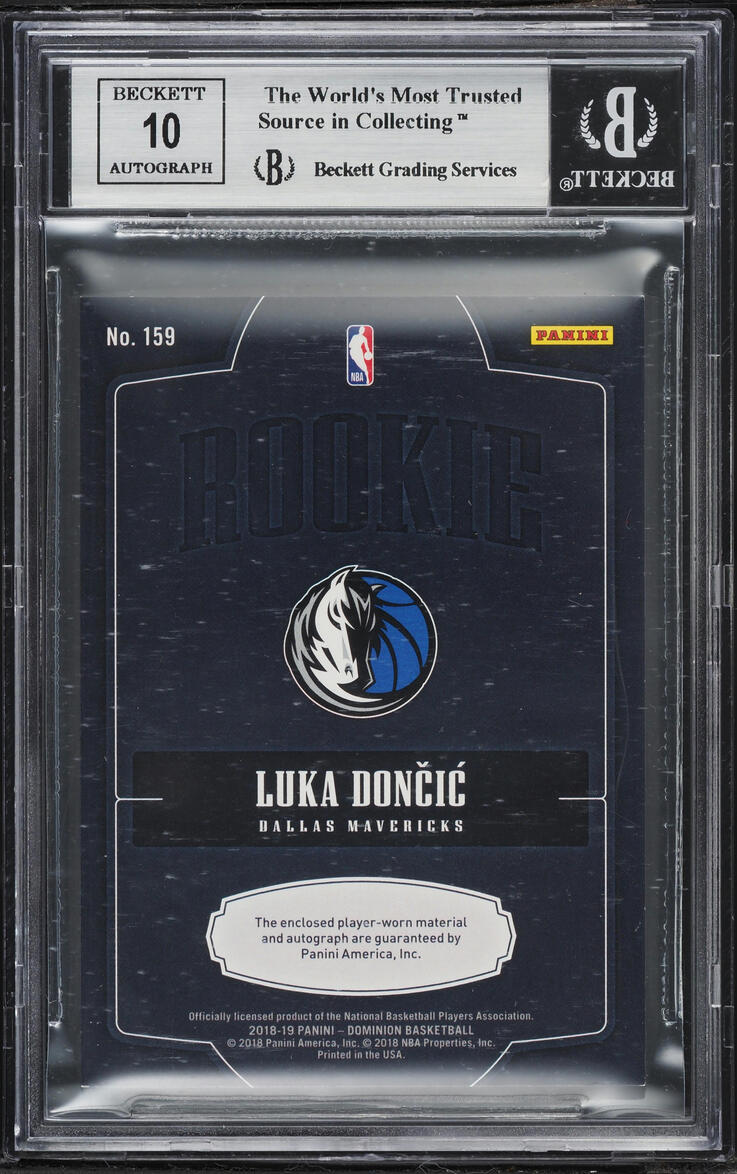 2018 Panini Dominion Red Luka Doncic ROOKIE PATCH AUTO /49 #159 BGS 8.5 NM-MT+