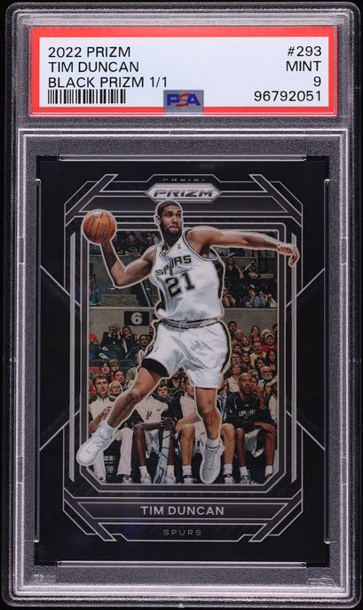 2022 Panini Prizm Black Tim Duncan 1/1 #293 PSA 9 MINT