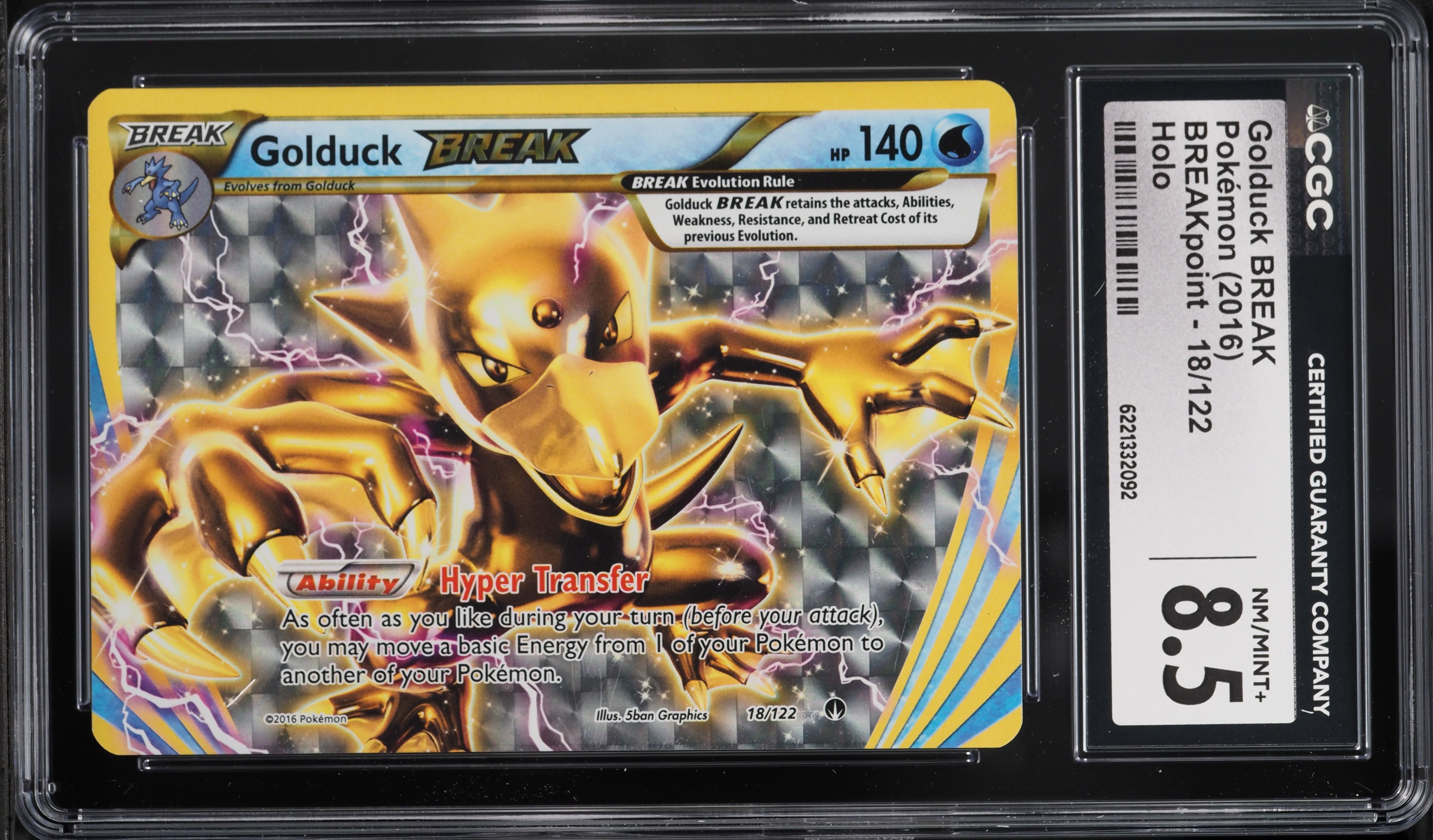 2016 Pokemon XY BREAKpoint Holo Golduck BREAK #18 CGC 8.5 NM-MT+