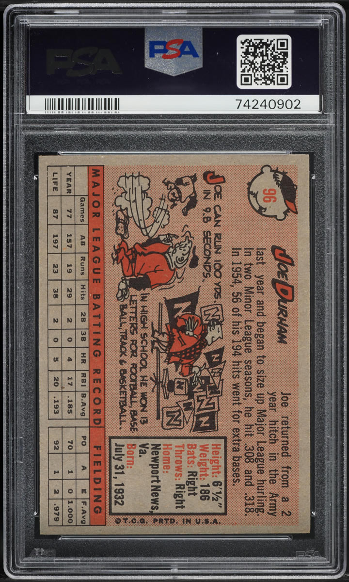 1958 Topps Joe Durham #96 PSA 9 MINT