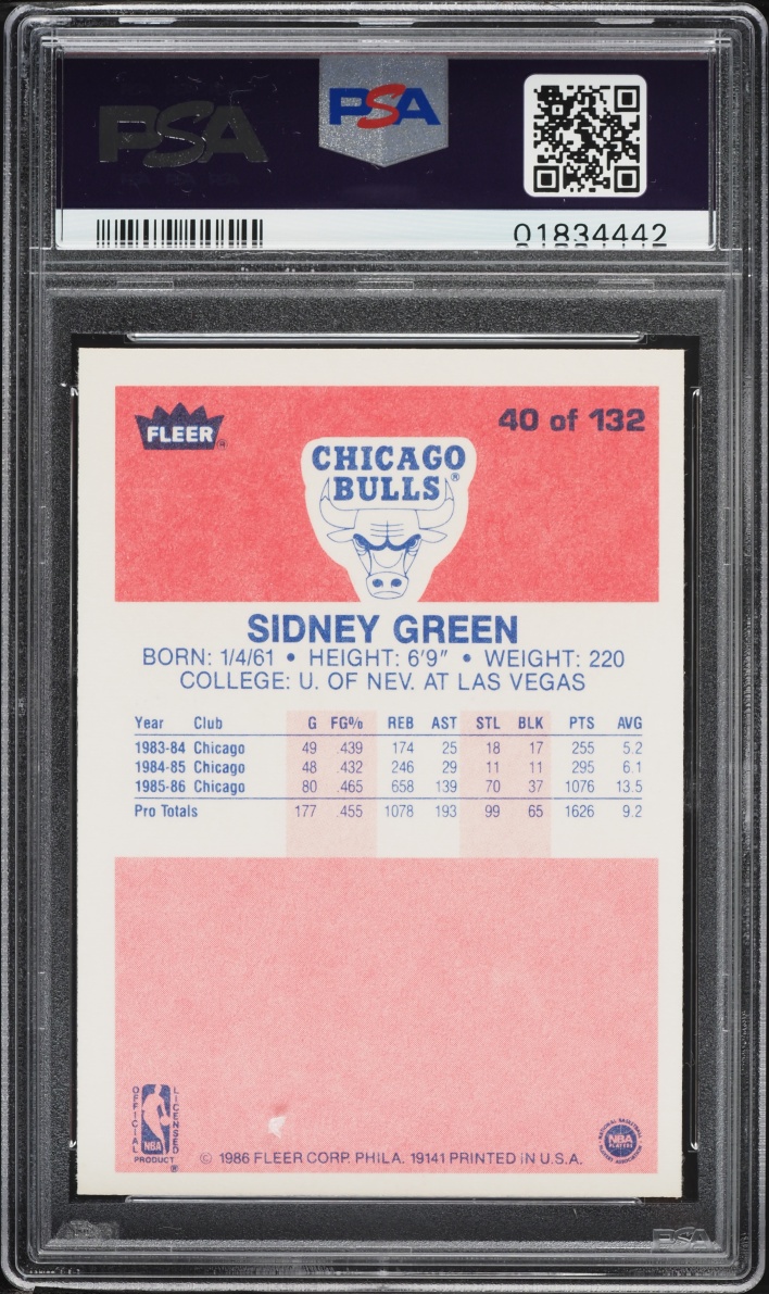 1986 Fleer Basketball Sidney Green #40 PSA 9 MINT