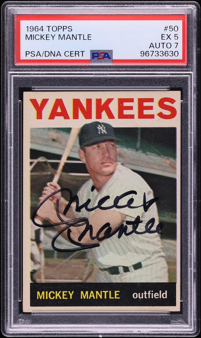 1964 Topps Mickey Mantle AUTO DNA 7 #50 PSA 5 EX