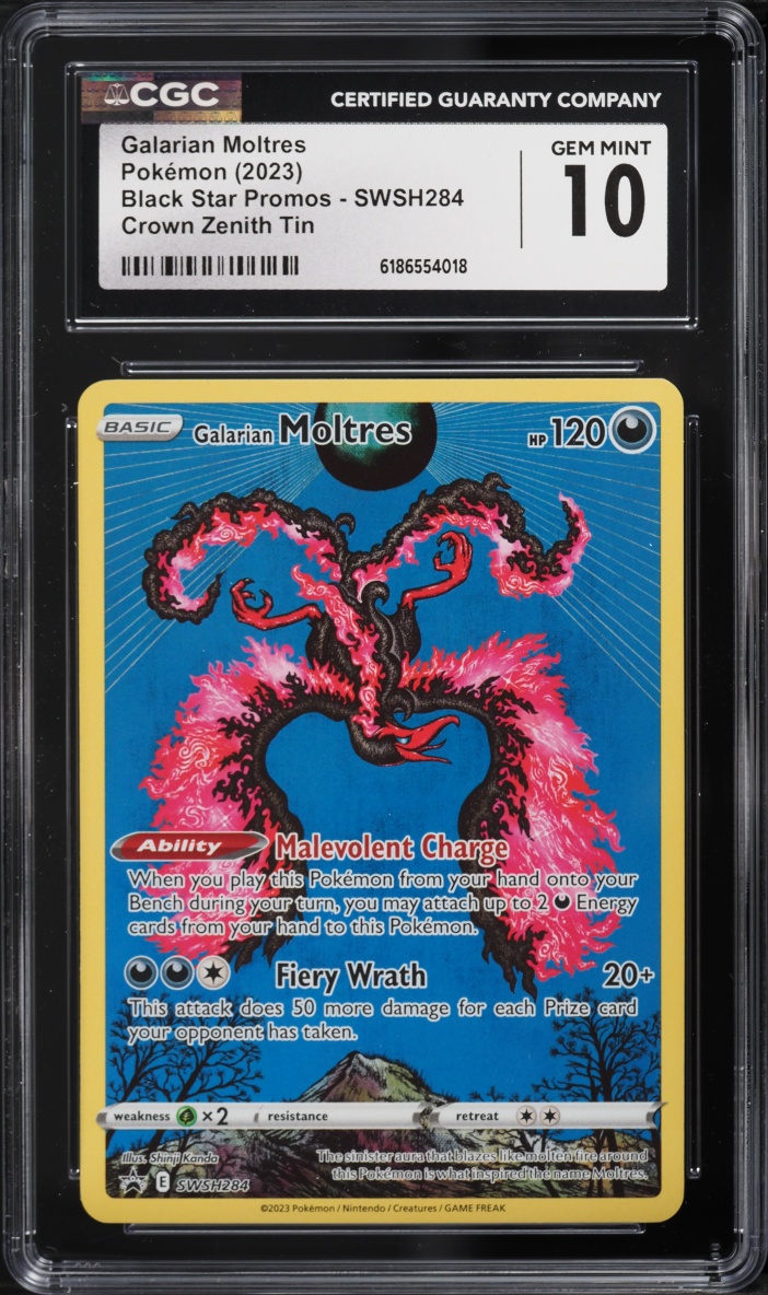 2023 Pokemon SWSH Promo Crown Zenith Tin Full Art Galarian Moltres #SWSH284 CGC 10 GEM MINT