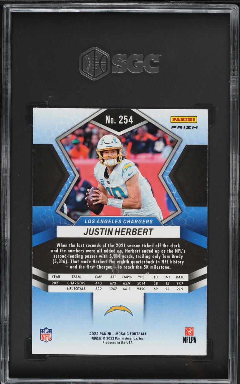 2022 Panini Mosaic Prizm Justin Herbert #254 SGC 9.5 MINT+