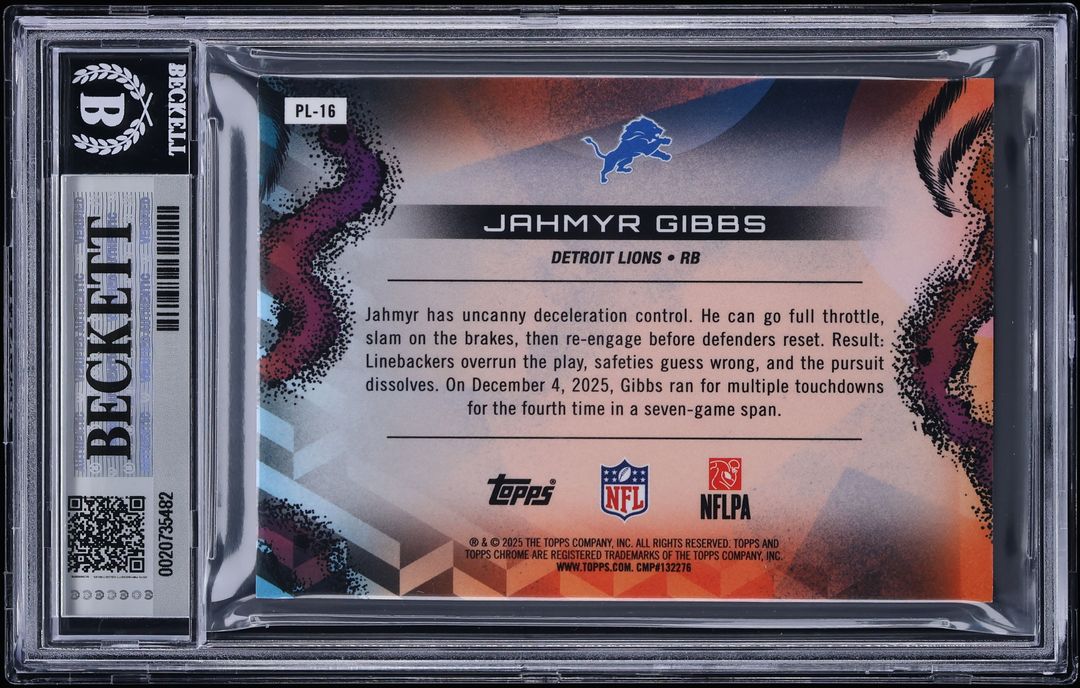 2025 Topps Chrome Cosmic Planetarium Red Flare Refractor 1/5 Jahmyr Gibbs #PL16 SSP BGS 8.5 - Photo 2