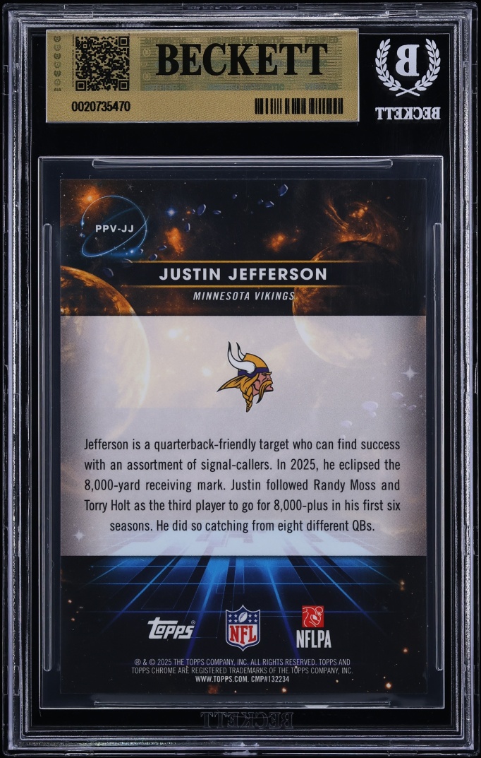 2025 Topps Chrome Cosmic Planetary Pursuit Venus Justin Jefferson BGS 9.5 GEM MINT - Photo 2