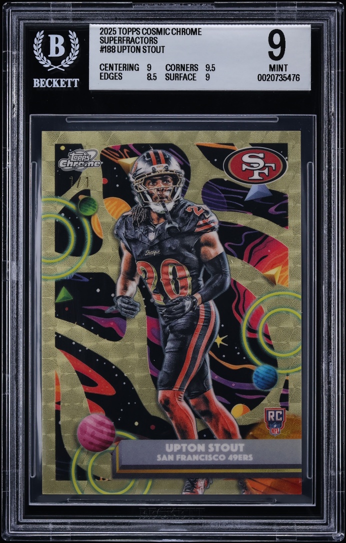 2025 Topps Chrome Cosmic Superfractor Upton Stout ROOKIE 1/1 #188 BGS 9 MINT