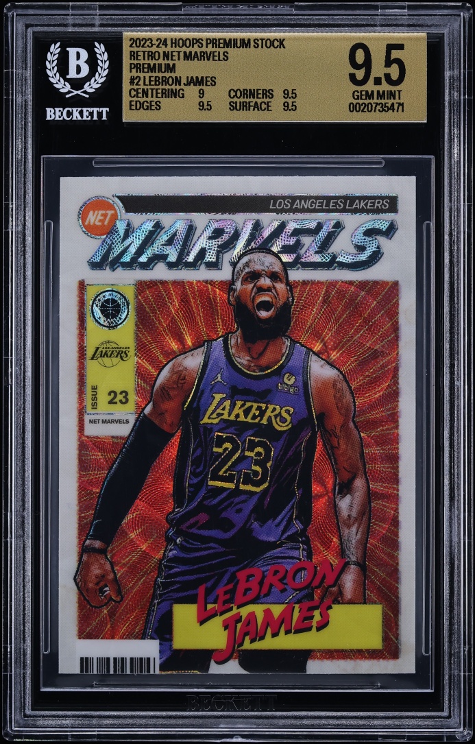 2023 Hoops Premium Stock Retro Net Marvels Premium LeBron James #2 BGS 9.5 GEM MINT
