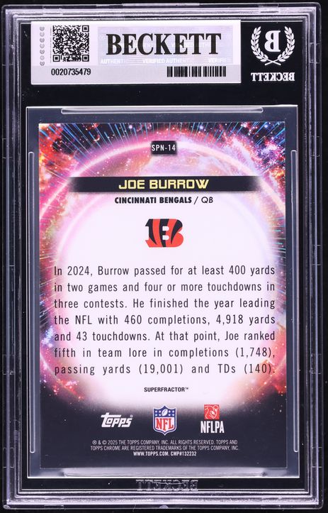 2025 Topps Chrome Cosmic Supernova Superfractor Joe Burrow 1/1 #PSN14 BGS 9 MINT - Photo 2