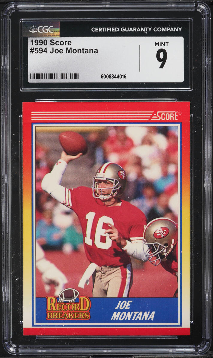 1990 Score Football Joe Montana #594 CGC 9 MINT