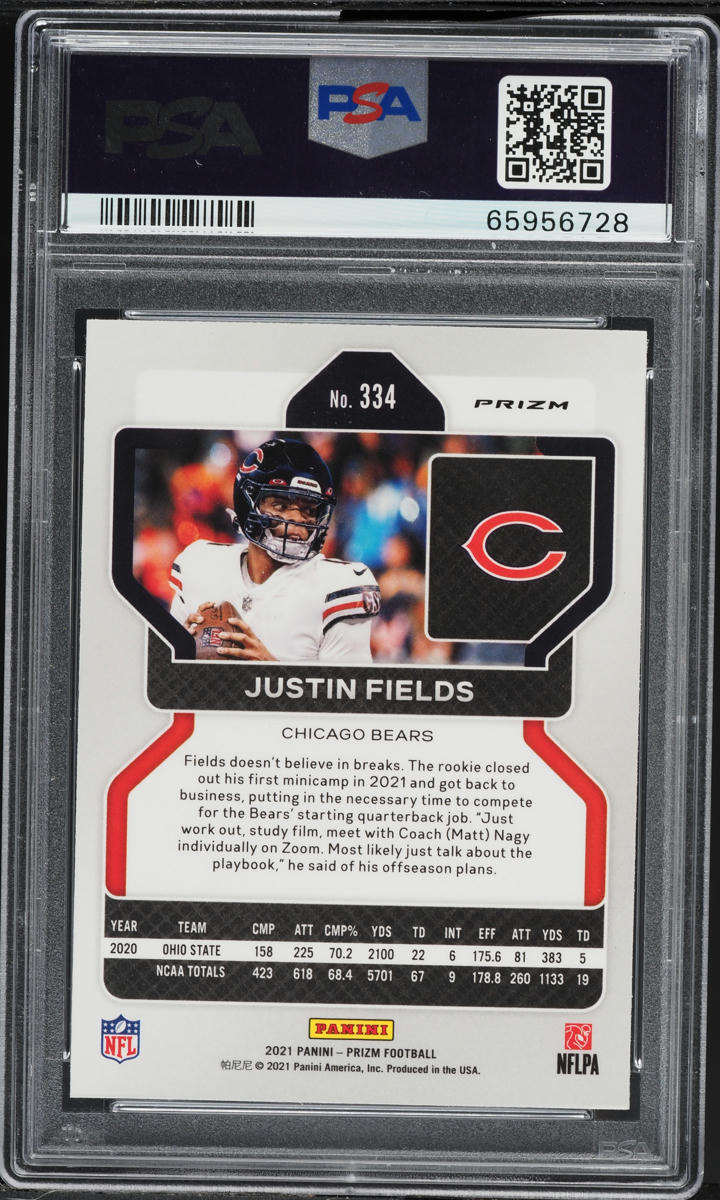 2021 Panini Prizm Red Ice Justin Fields ROOKIE #334 PSA 9 MINT