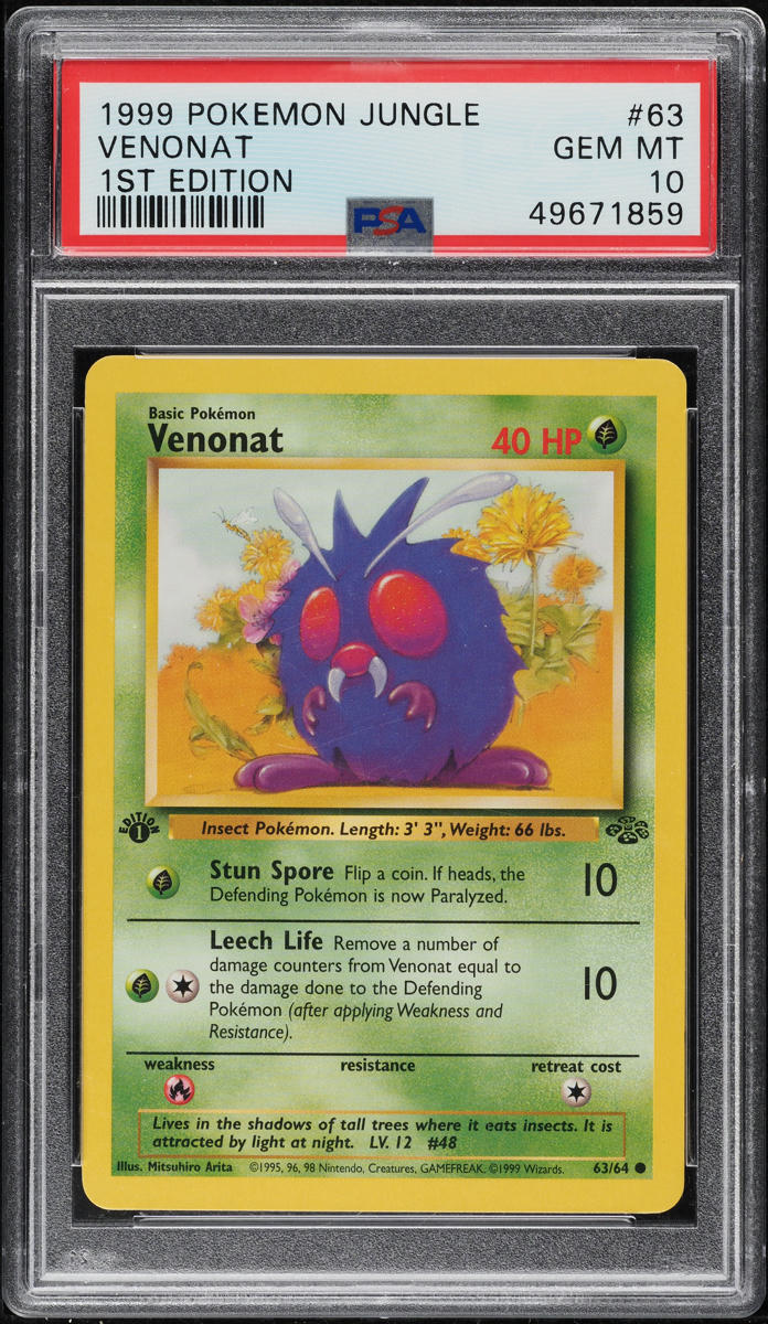 1999 Pokemon Jungle 1st Edition Venonat #63 PSA 10 GEM MINT
