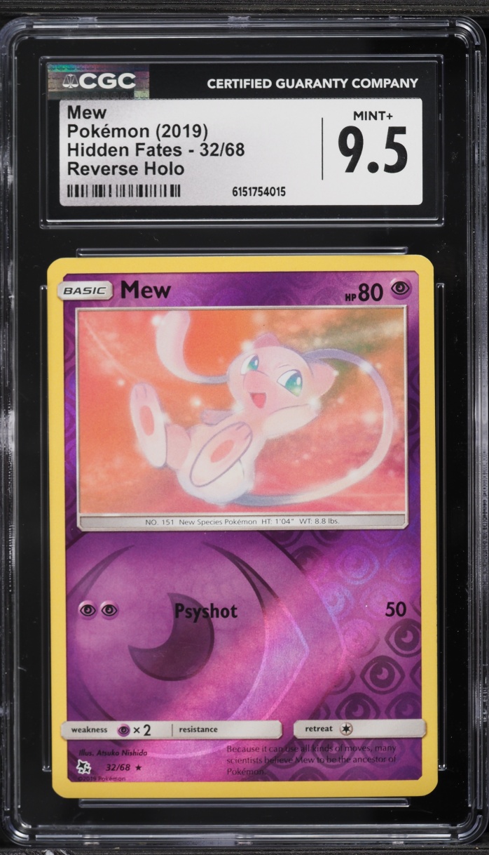 2019 Pokemon Sun & Moon Hidden Fates Reverse Holo Mew #32 CGC 9.5 MINT+