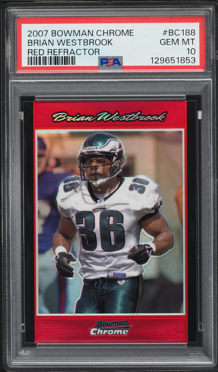 2007 Bowman Chrome Red Refractor Brian Westbrook /5 #BC188 PSA 10 GEM MINT