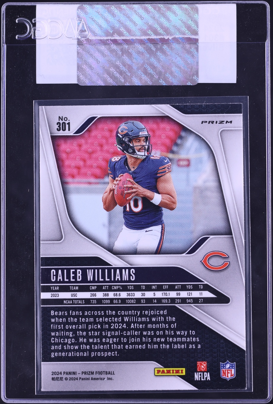 2024 Panini Prizm Silver Caleb Williams ROOKIE #301 CGC AUTH