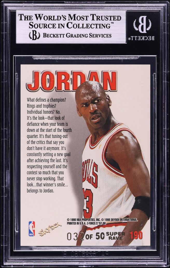 1997 Skybox Z-Force Zupermen Super Rave Michael Jordan /50 #190 BGS 8.5 NM-MT+ - Photo 2