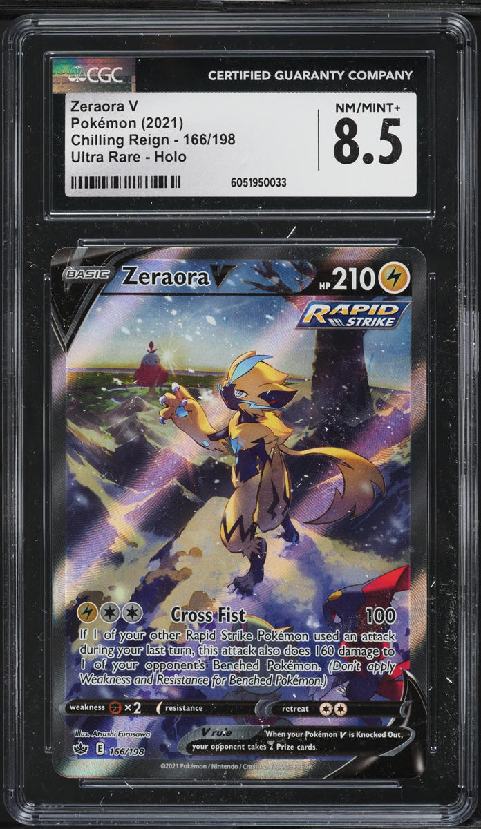 2021 Pokemon SWSH Chilling Reign Full Art Zeraora V #166 CGC 8.5 NM-MT+