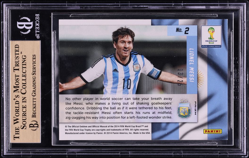 2014 Panini Prizm World Cup Net Finders Green Crystal Lionel Messi /25 #2 BGS 9.5 GEM MINT