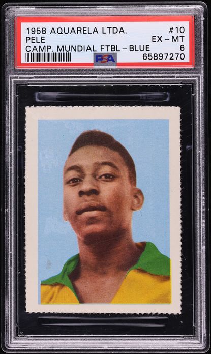 1958 Editora Aquarela Blue Number Pele ROOKIE #10 PSA 6 EXMT