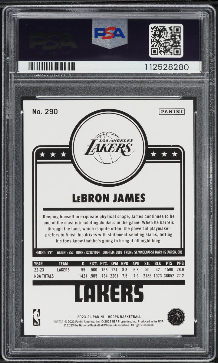 2023 Hoops LeBron James #290 PSA 9 MINT