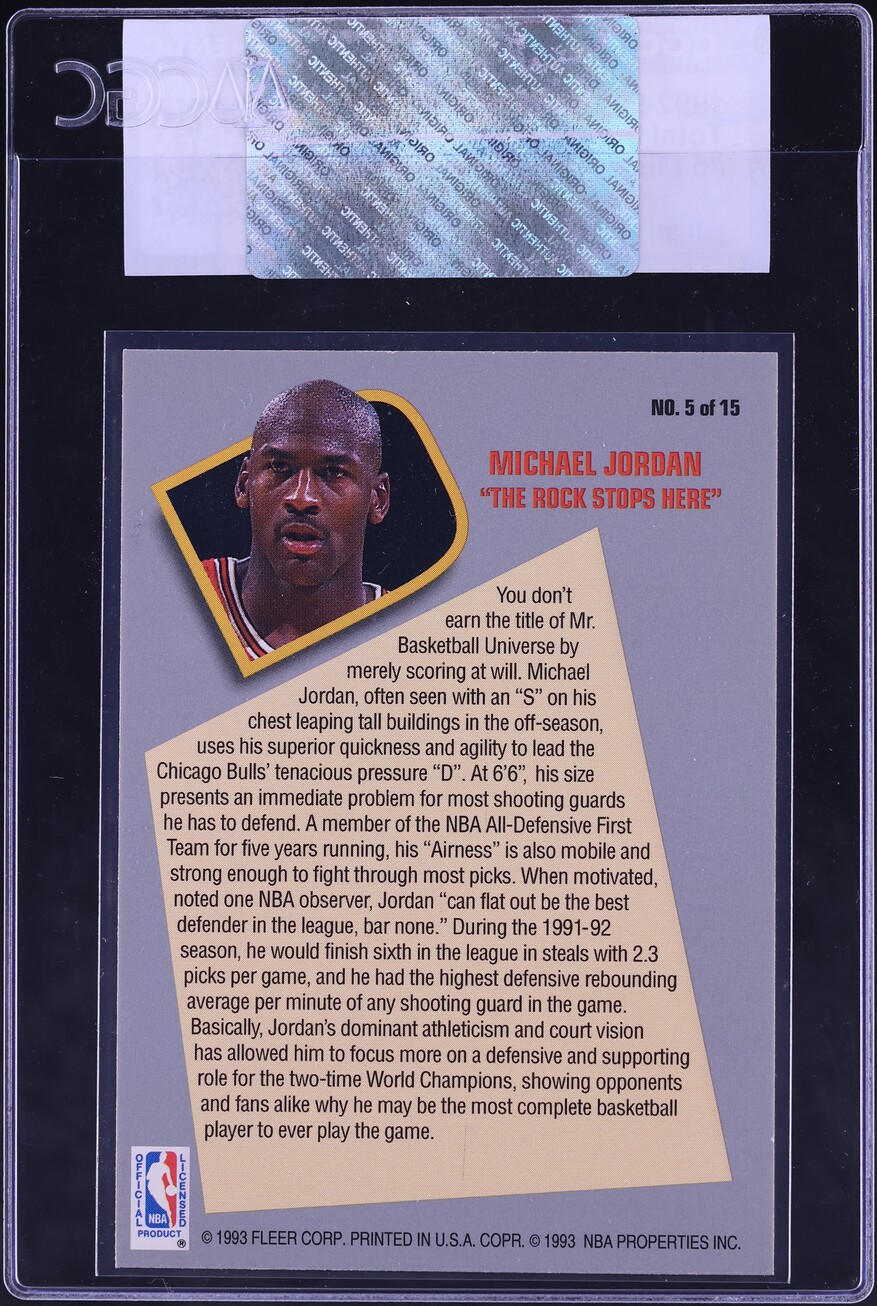 1992 Fleer Total D Michael Jordan #5 CGC AUTH