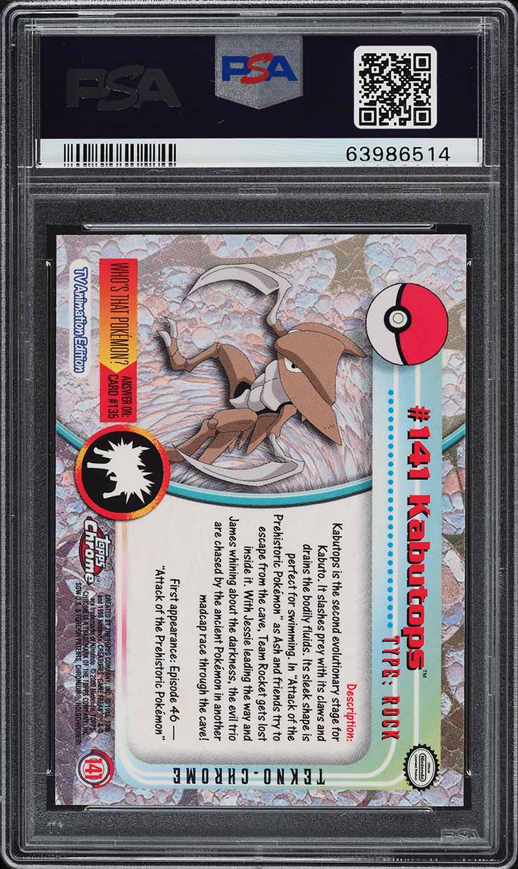 2000 Topps Chrome Pokemon Series 2 Tekno Kabutops #141 PSA 10 GEM MINT