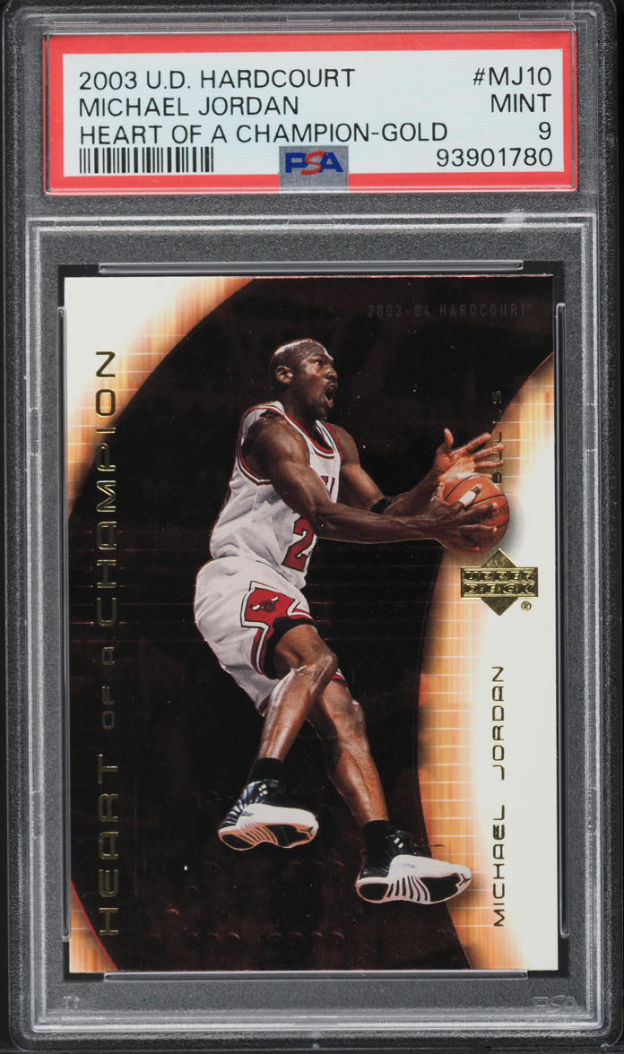 2003 Upper Deck Hardcourt Heart Of A Champion Gold Michael Jordan #MJ10 PSA 9
