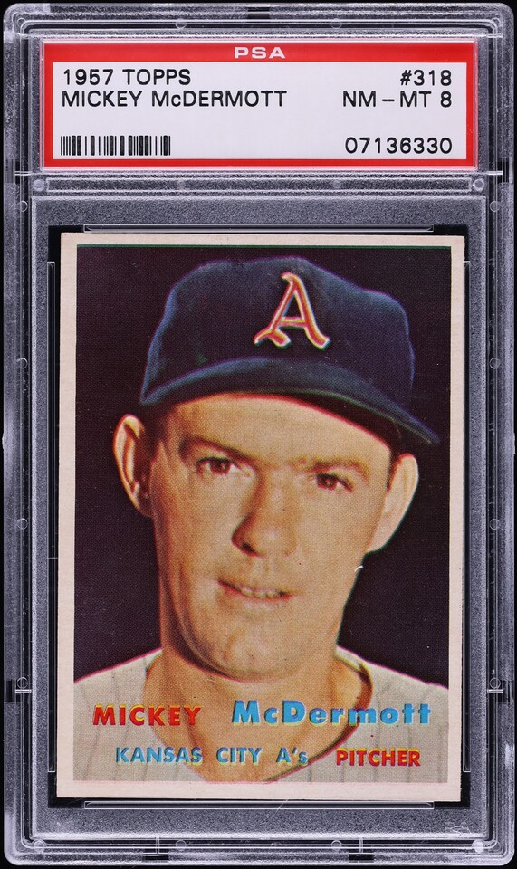 1957 Topps Mickey McDermott #318 PSA 8 NM-MT