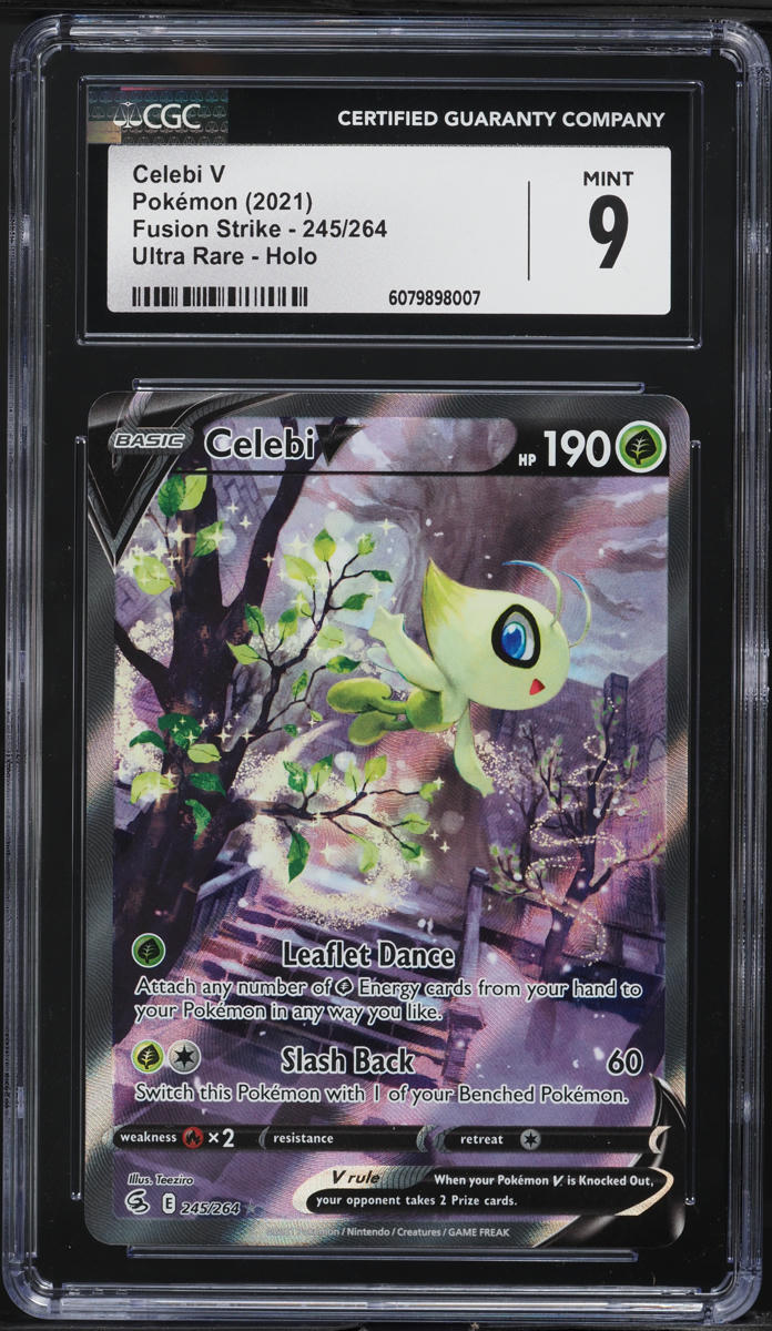 2021 Pokemon Sword & Shield Fusion Strike Alt Art Celebi V #245 CGC 9 MINT