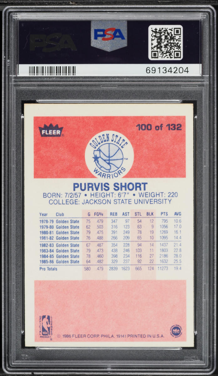 1986 Fleer Basketball Purvis Short #100 PSA 6 EXMT