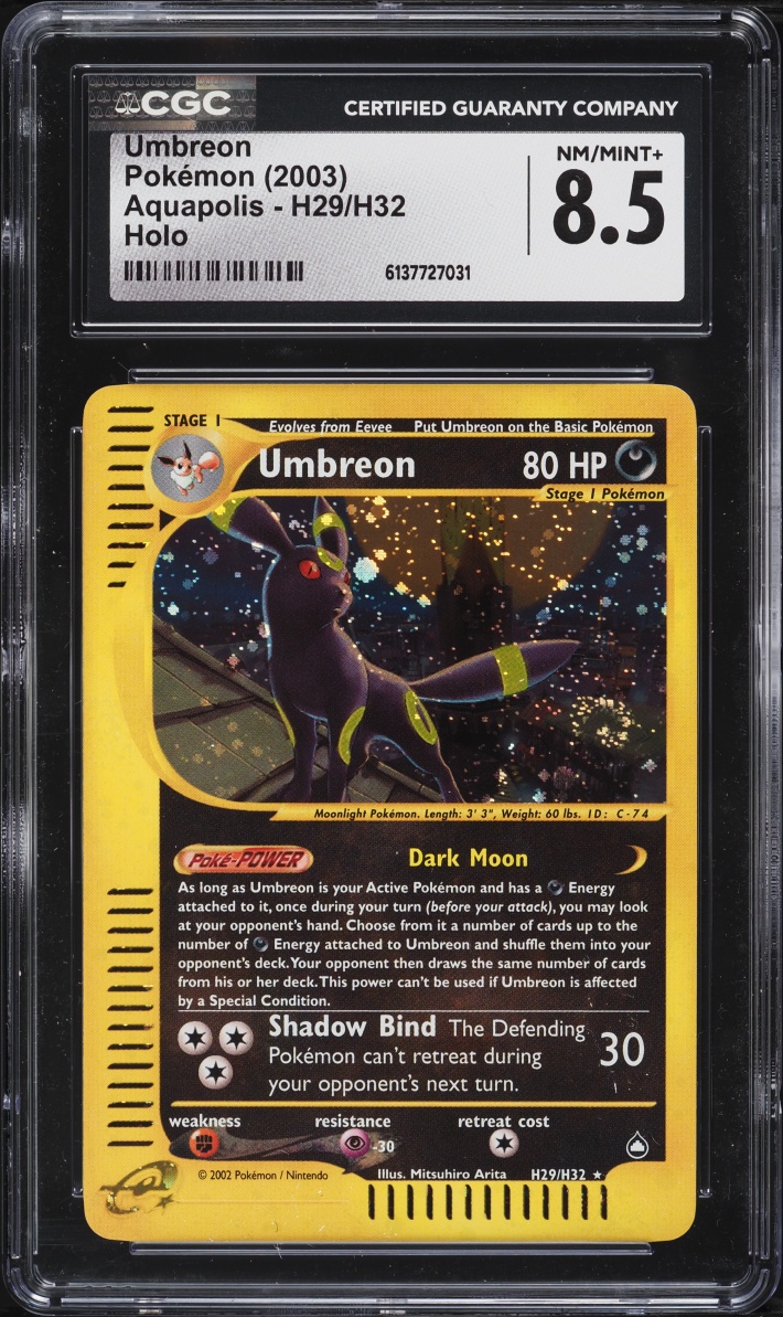 2003 Pokemon Aquapolis Holo Umbreon #H29 CGC 8.5 NM-MT+