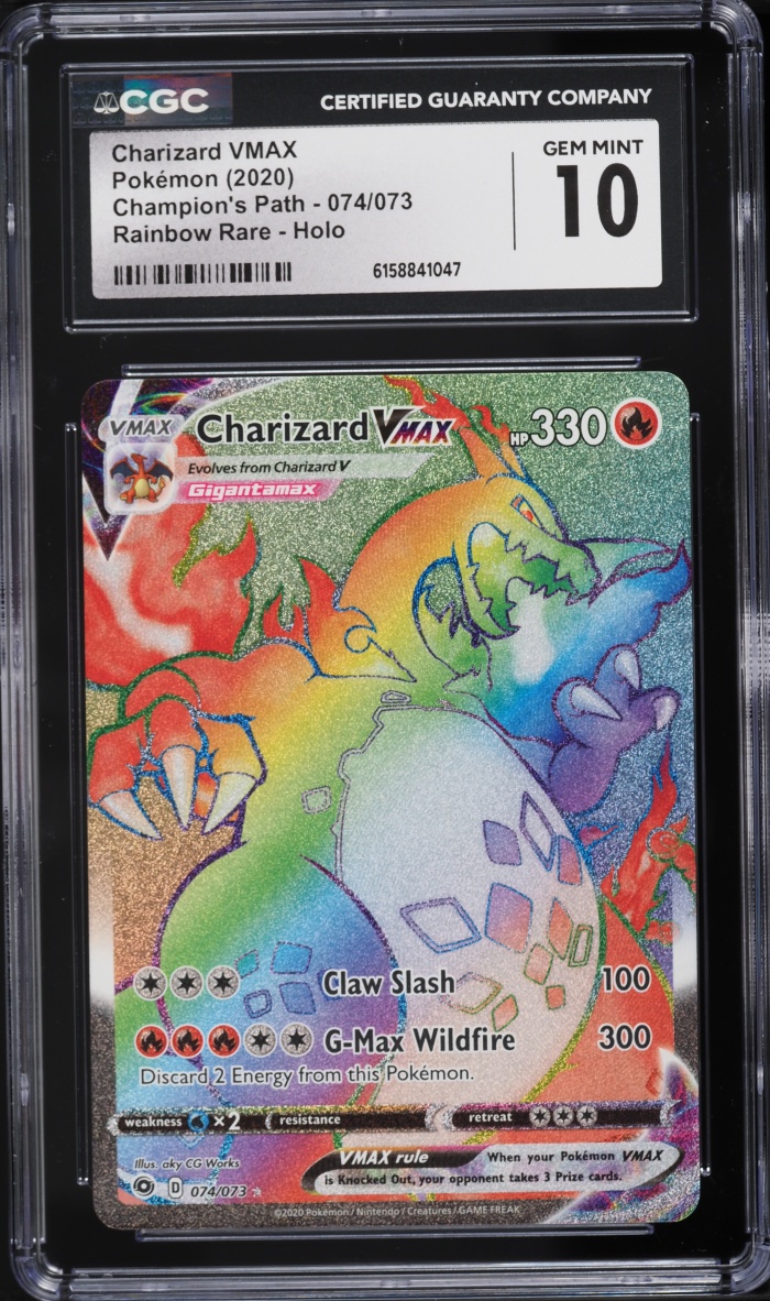 2020 Pokemon Sword & Shield Champion's Path Rainbow Rare Charizard VMAX #74 CGC 10 GEM MINT