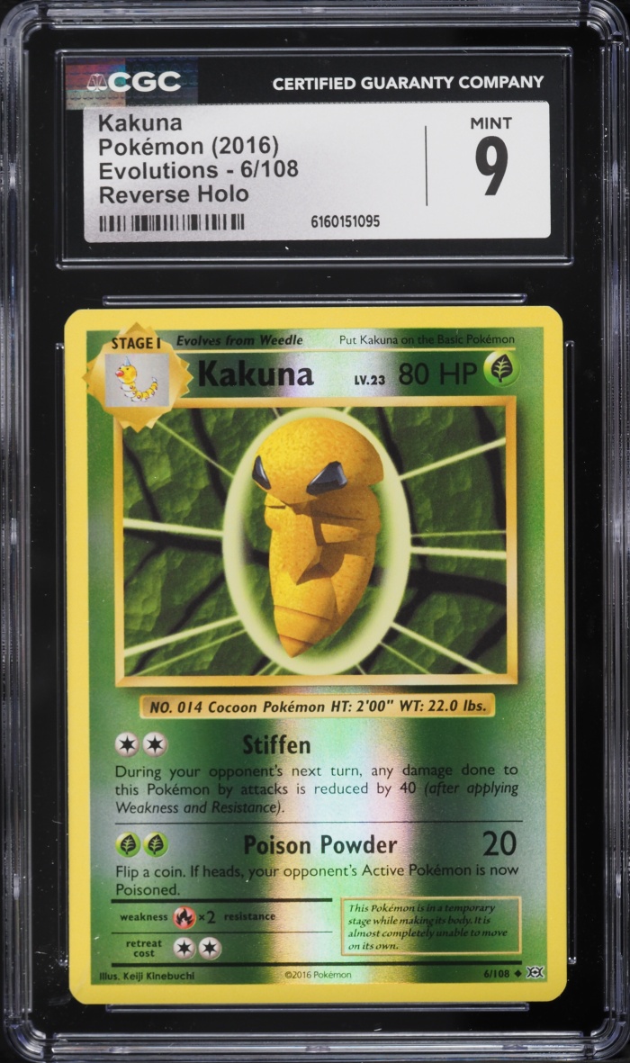 2016 Pokemon XY Evolutions Reverse Holo Kakuna #6 CGC 9 MINT