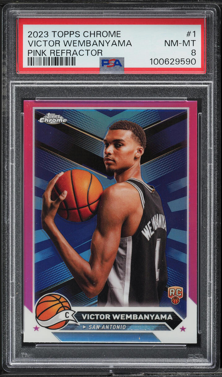 2023 Topps Chrome Pink Refractor Victor Wembanyama ROOKIE #1 PSA 8 NM-MT - Main Image