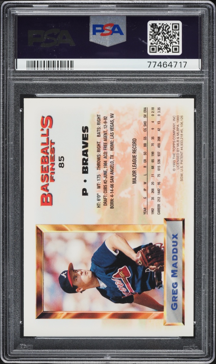 1993 Finest Greg Maddux ALL-STAR #85 PSA 8 NM-MT