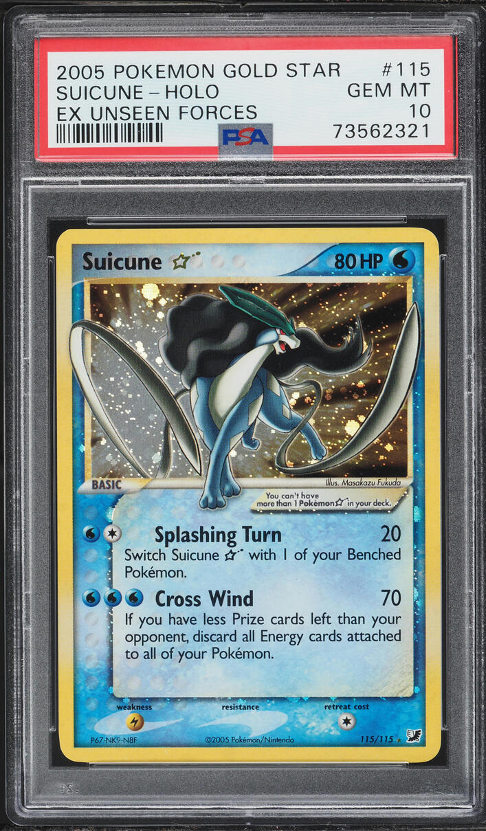 2005 Pokemon EX Unseen Forces Holo Suicune Gold Star #115 PSA 10 GEM MINT