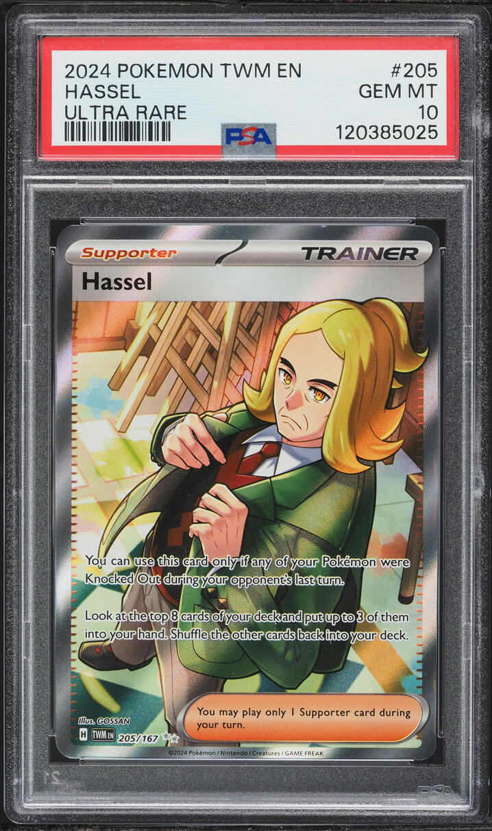 2024 Pokemon Scarlet & Violet Twilight Masquerade Full Art Hassel #205 PSA 10 GEM MINT
